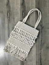 Cream Macrame Tassel Bag