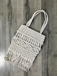 Cream Macrame Tassel Bag