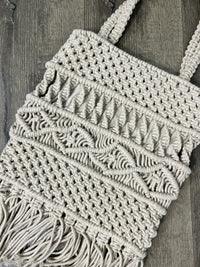 Cream Macrame Tassel Bag