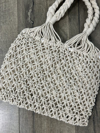 Cream Macrame Shoulder Bag