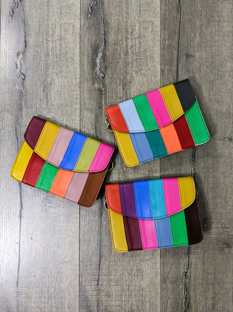 Panel Multi Leather Shoulder Bag