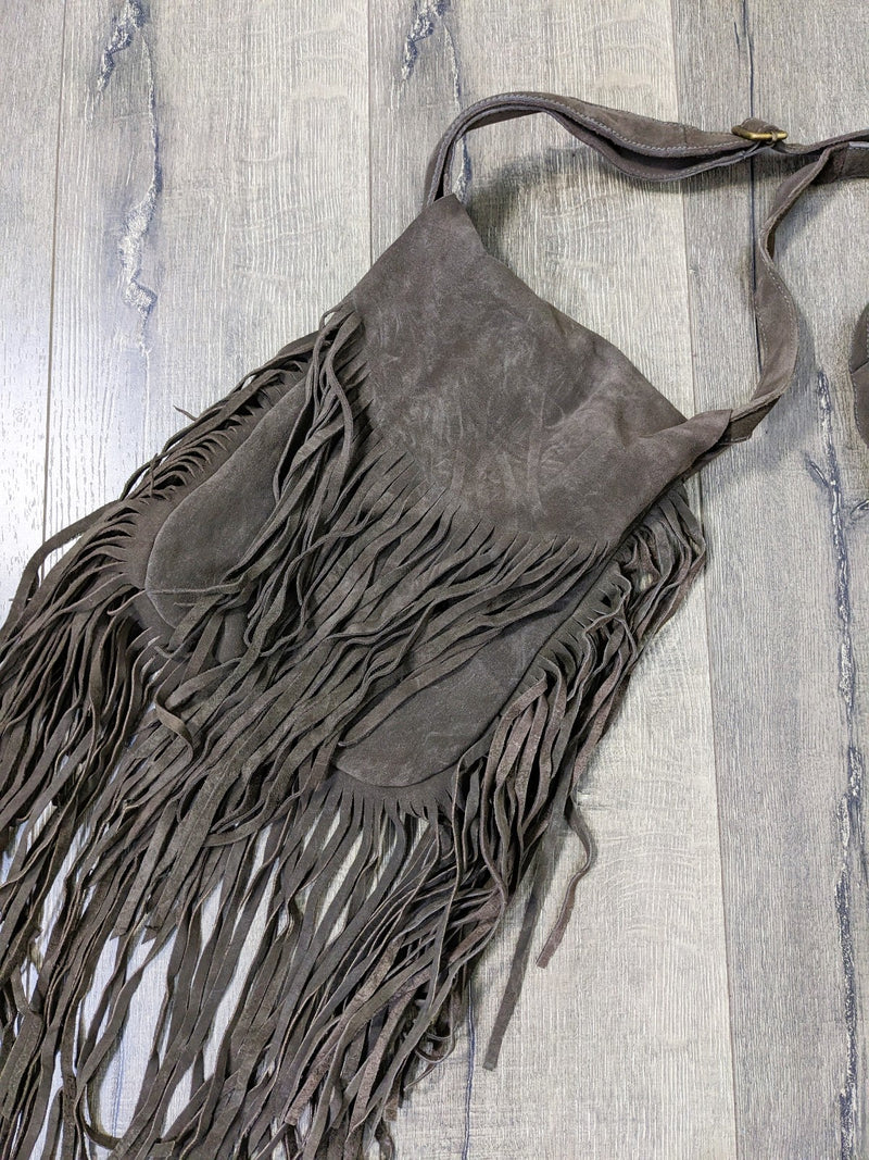 Plain Suede Flap Over Tassel Shoulder Bag