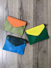 Plain Leather Flap Clutch Bag