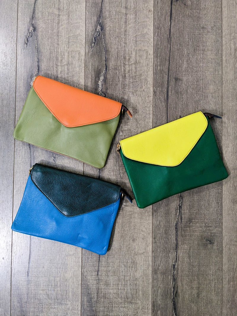 Plain Leather Flap Clutch Bag