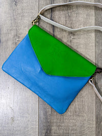 Plain Leather Flap Clutch Bag