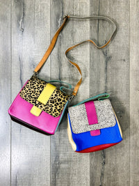 Multi Leather Animal Print Shoulder Bag