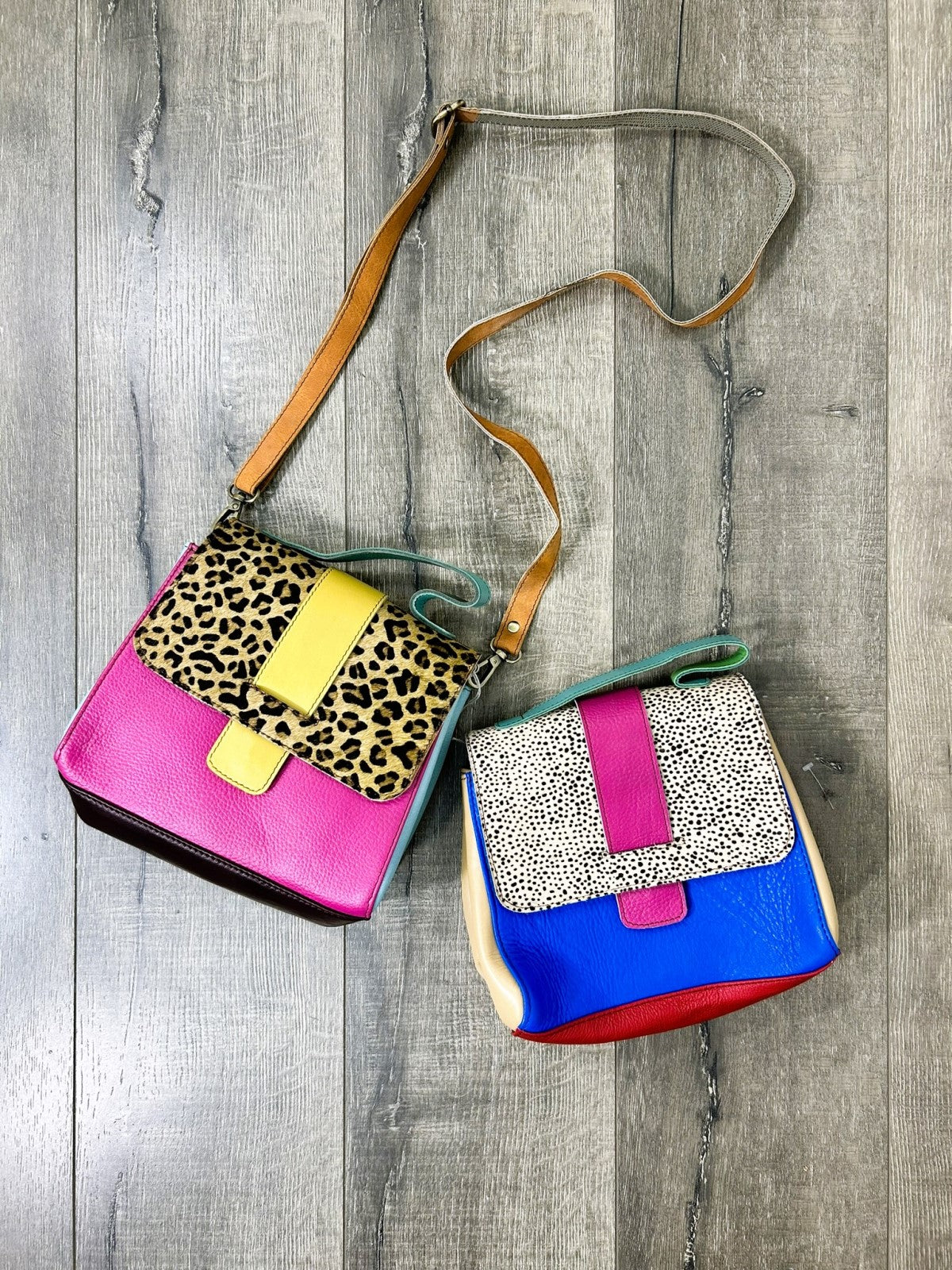 Multi Leather Animal Print Shoulder Bag