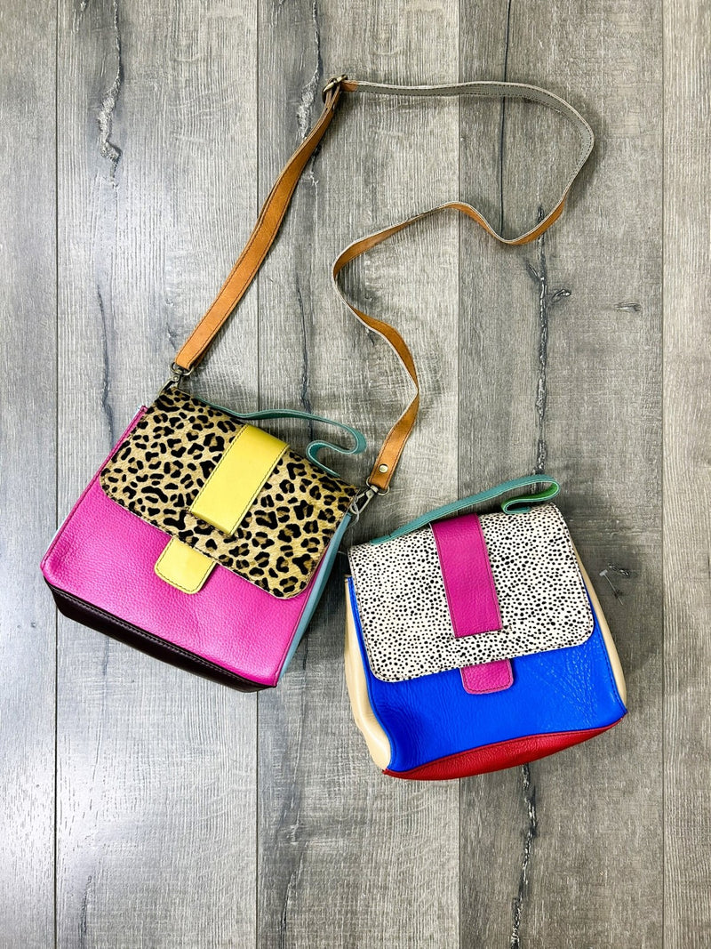 Multi Leather Animal Print Shoulder Bag