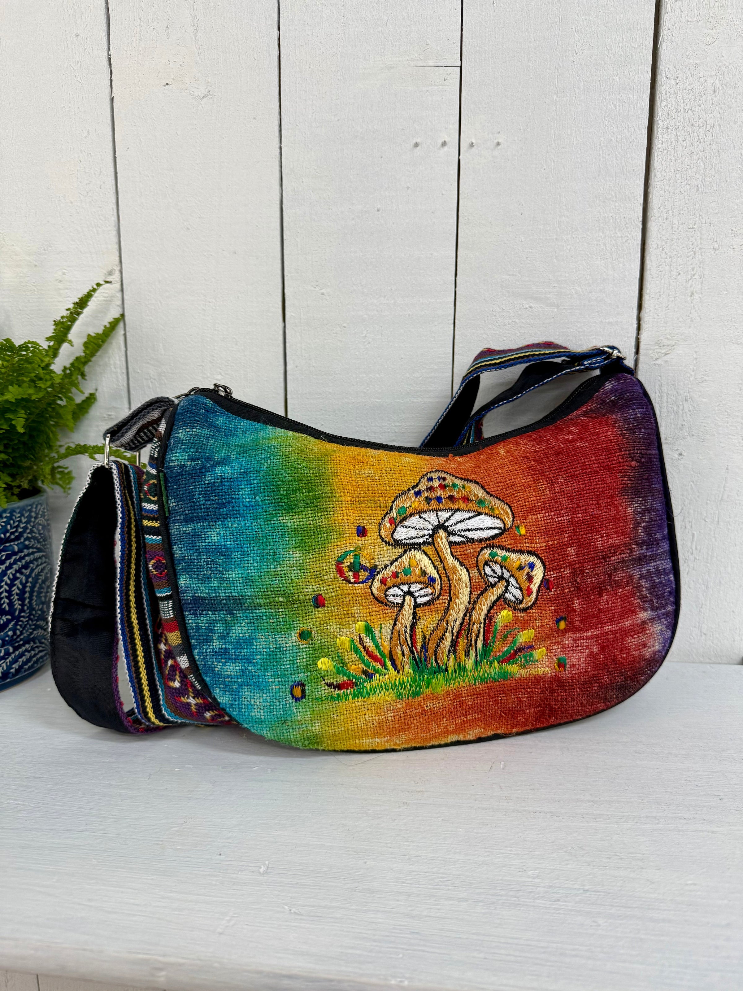 Mushroom Embroidered Shoulder Bag