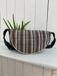 Gheri Stripe Half Moon Shoulder Bag