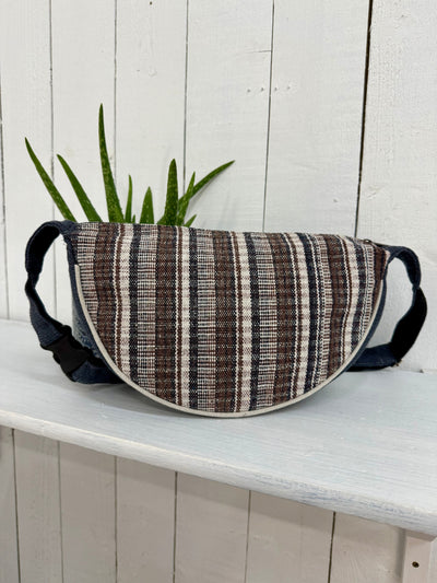 Gheri Stripe Half Moon Shoulder Bag
