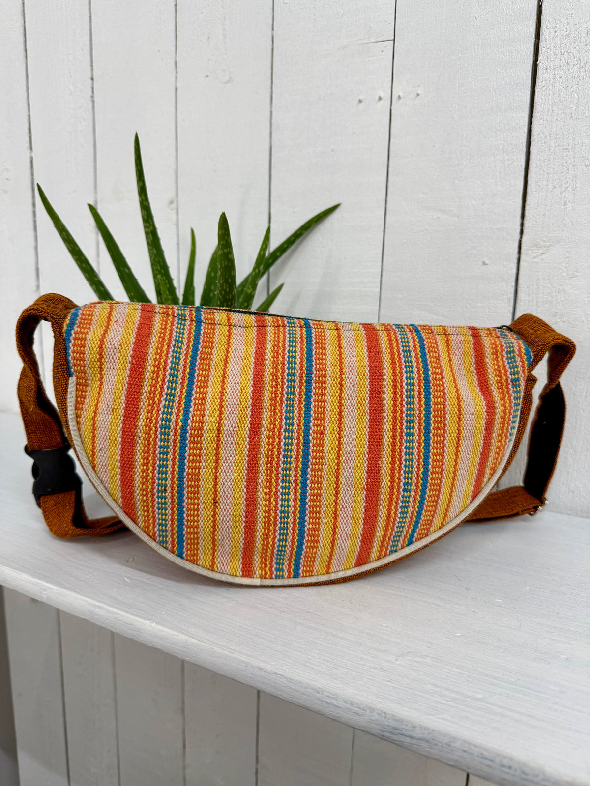 Gheri Stripe Half Moon Shoulder Bag