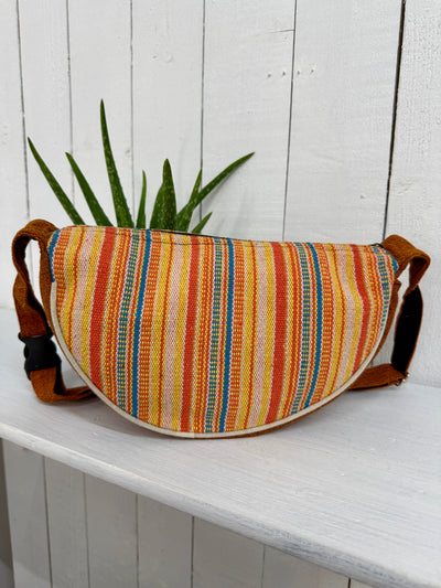 Gheri Stripe Half Moon Shoulder Bag