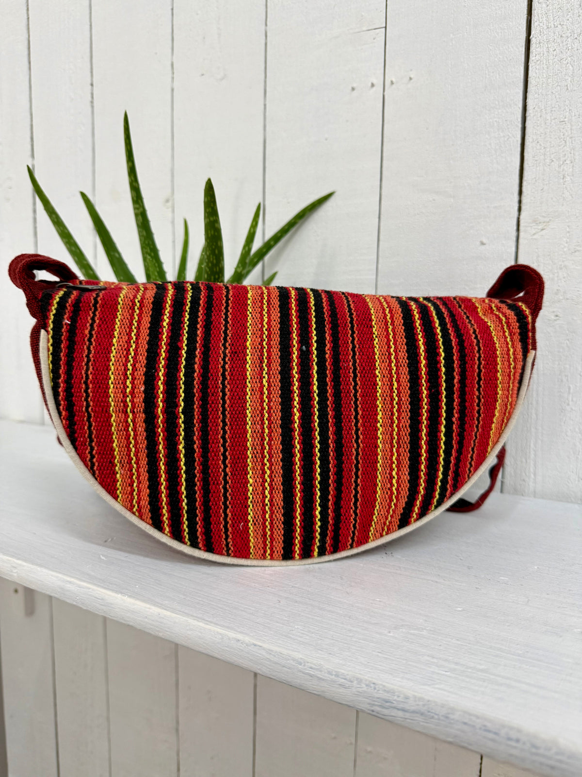 Gheri Stripe Half Moon Shoulder Bag