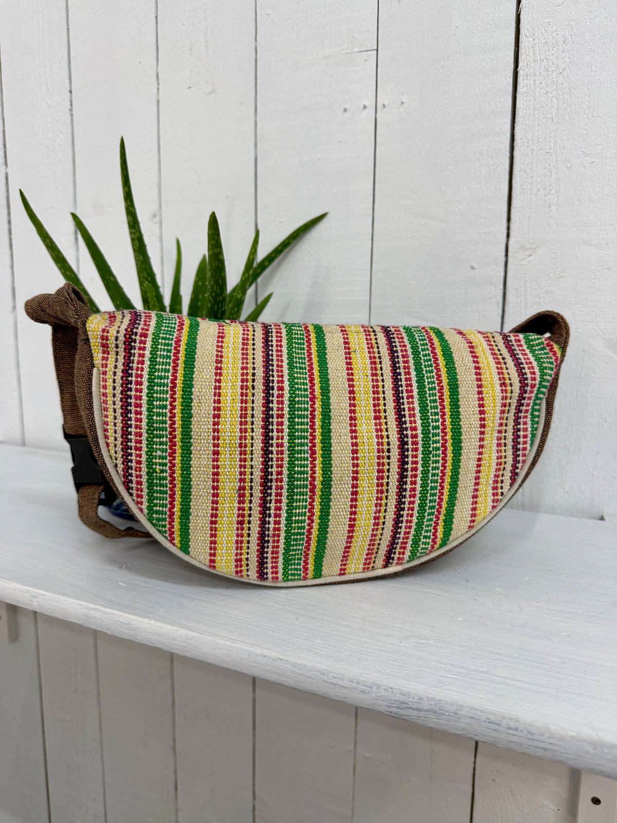 Gheri Stripe Half Moon Shoulder Bag