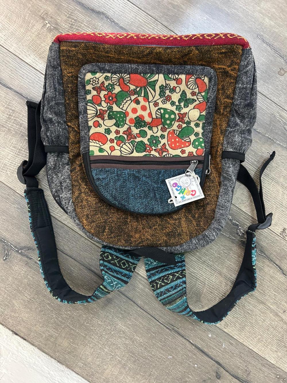 Patch & Mushroom Print Backpack