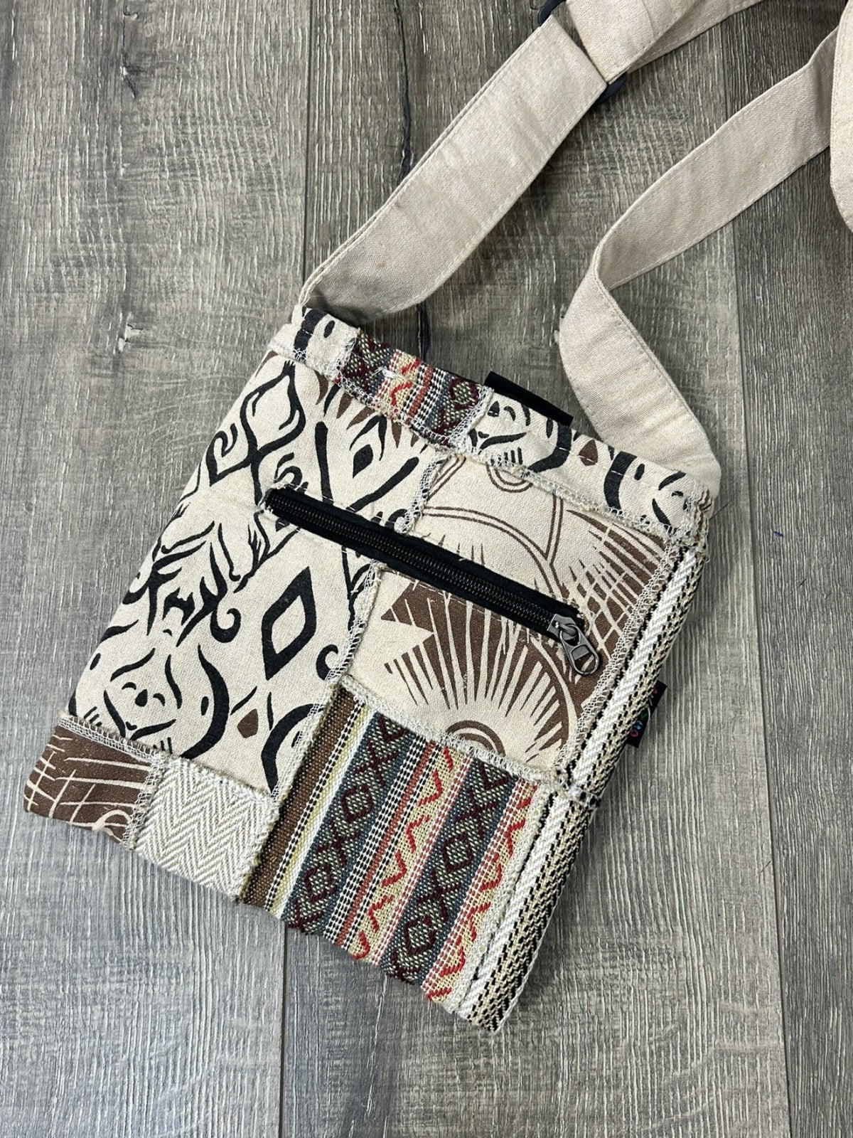 Natural Patchwork Gheri Passport Bag