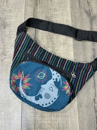 Crescent Moon Print Striped Bumbag