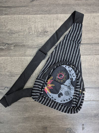 Moon Print Striped Single Strap Rucksack