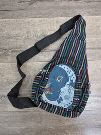 Moon Print Striped Single Strap Rucksack