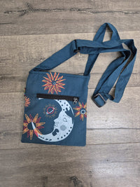 Moon Print Striped Passport Bag