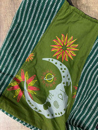 Moon Print Striped Shoulder Bag