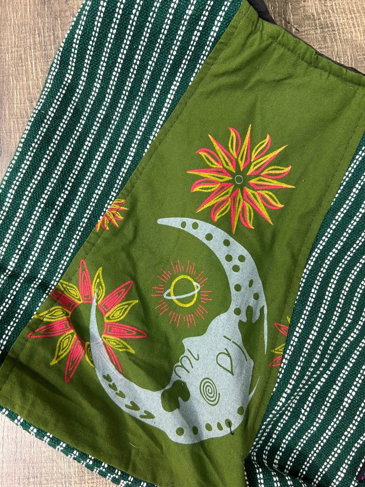 Moon Print Striped Shoulder Bag