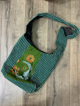 Moon Print Striped Shoulder Bag