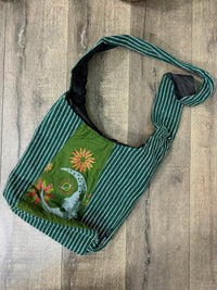 Moon Print Striped Shoulder Bag