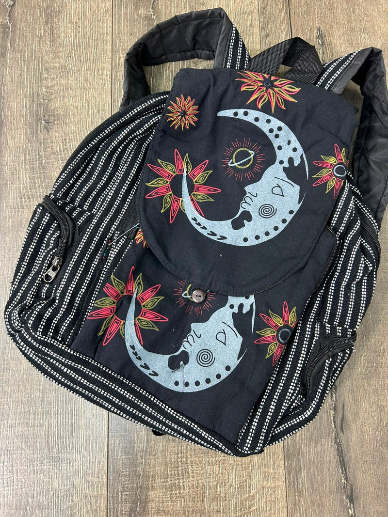 Large Moon Print Striped Rucksack