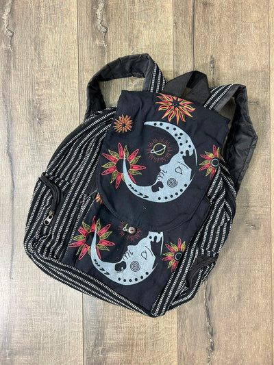 Large Moon Print Striped Rucksack