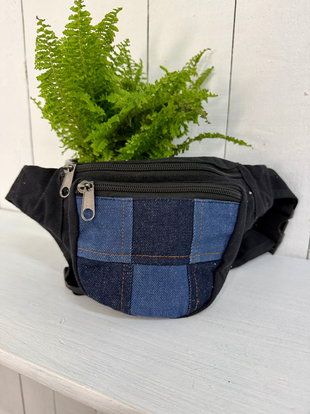 Plain & Denim Patch Bum Bag