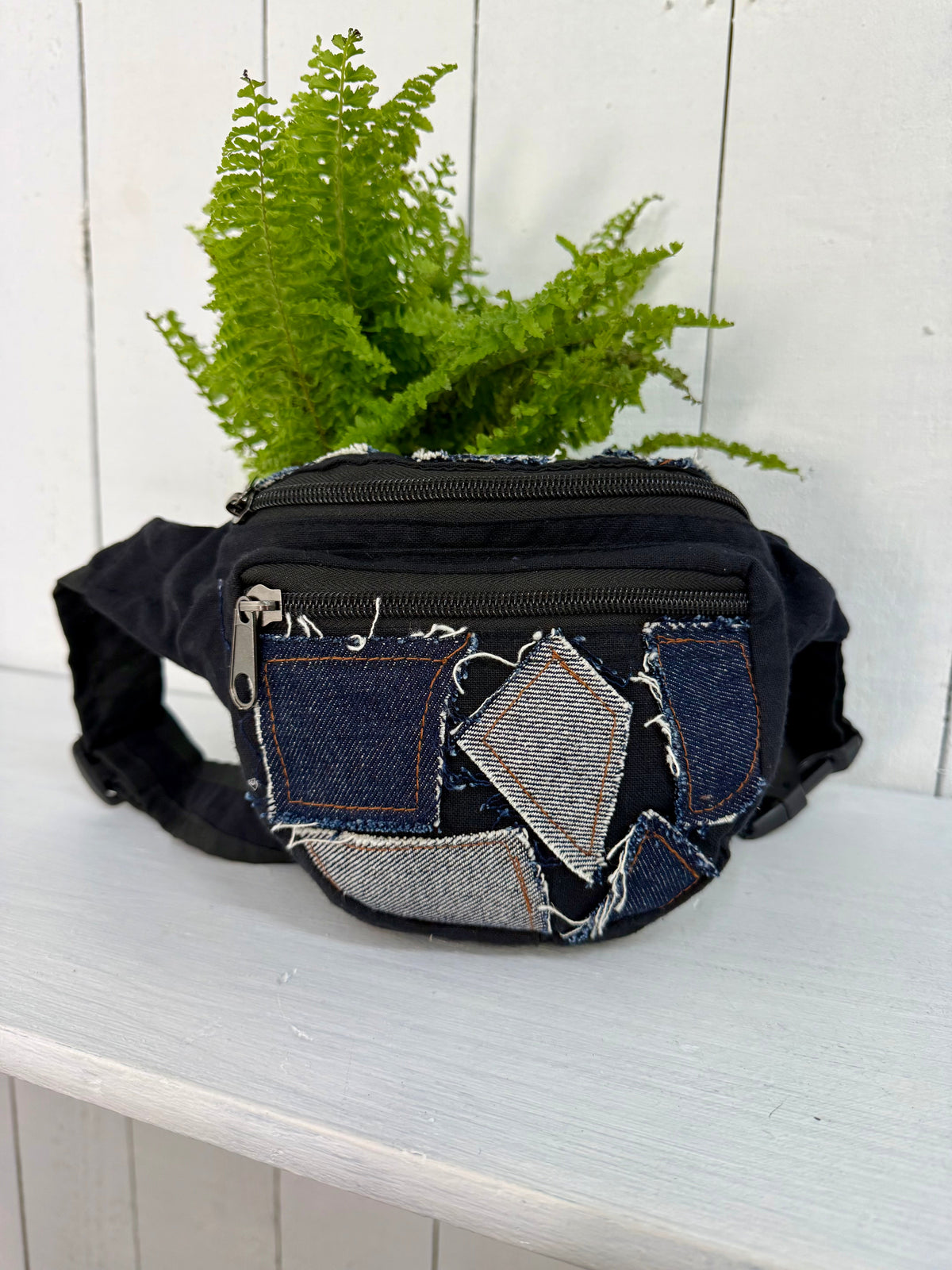Plain & Denim Patch Bum Bag