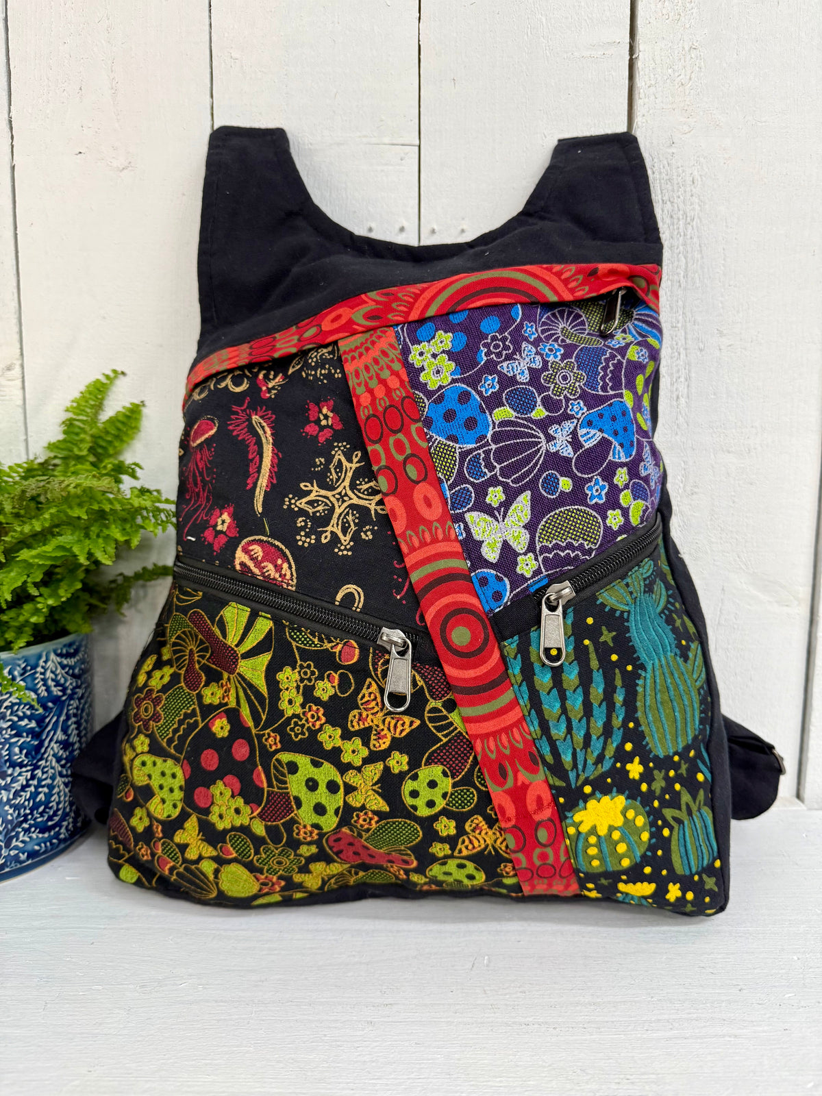 Printed Patchwork Backpack
