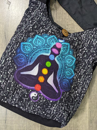 Black Shoulder Bag With Yoga & Chakra