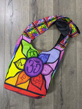 Rainbow Screen Print Chakra Flower Shoulder Bag
