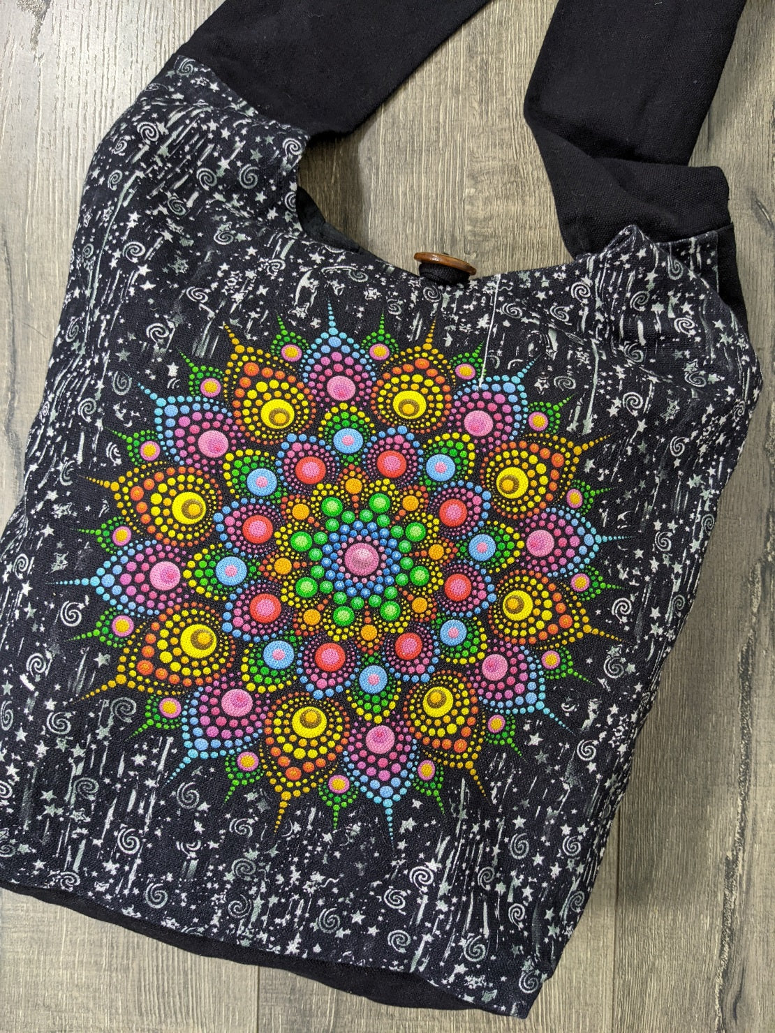 Black Shoulder Bag With Mandala