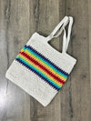 White & Rainbow Crochet Shoulder Bag