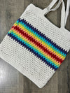 White & Rainbow Crochet Shoulder Bag