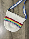 White & Rainbow Crochet Small Shoulder Bag