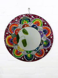 Bright Round Mosaic Flower Mirror