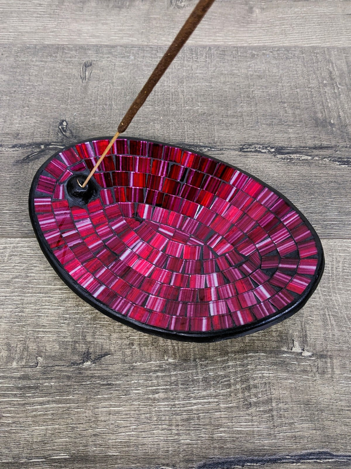 Striped Oval Mosaic Incense Holder