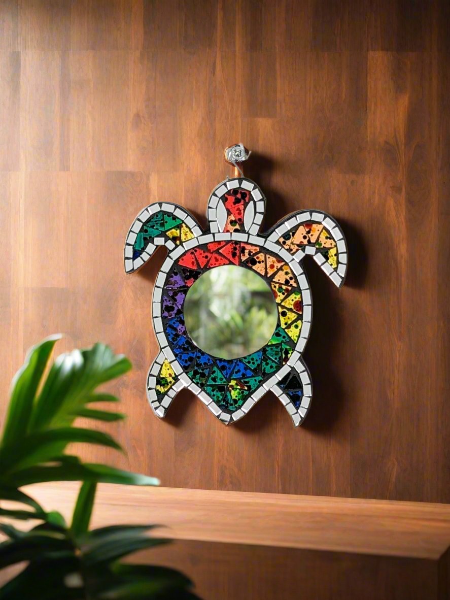 Rainbow Mosaic Turtle Mirror