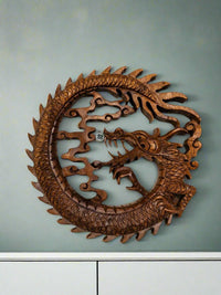 Carved Round Dragon Wall Plaque