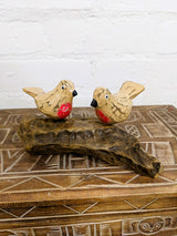 Two Robins on Wood