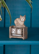 Wooden Sitting Cat Calendar
