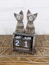 Wooden Cat Couple Calendar