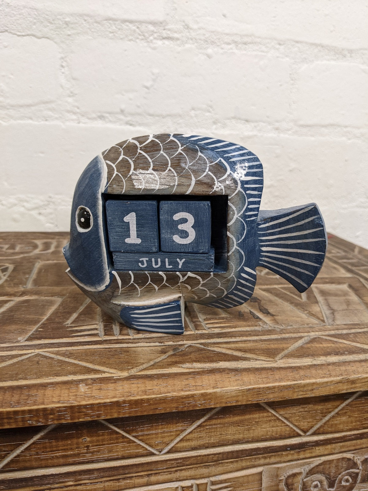 Wooden Blue Fish Calendar