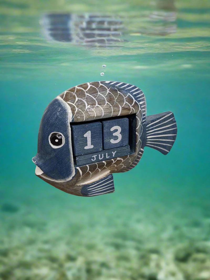 Wooden Blue Fish Calendar