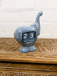 Wooden Blue Elephant Calendar